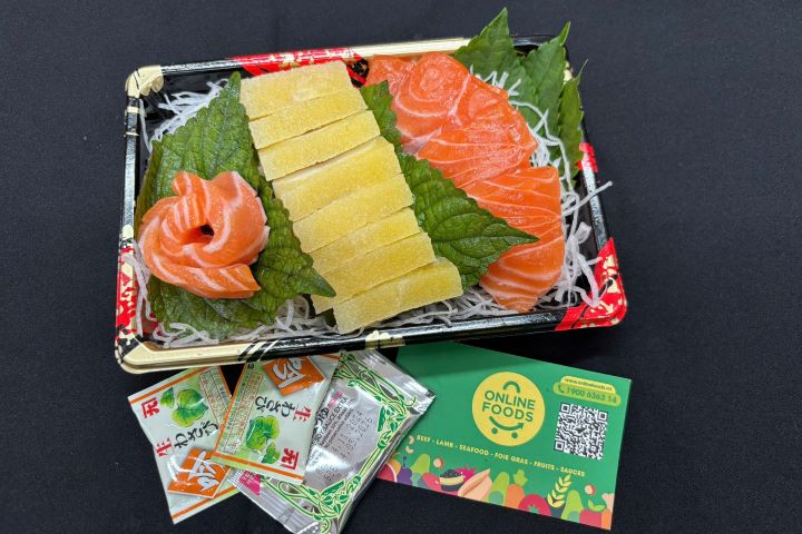 Set sashimi 100g cá hồi tươi Nauy + nửa thanh cá trích ép trứng Nhật Bản